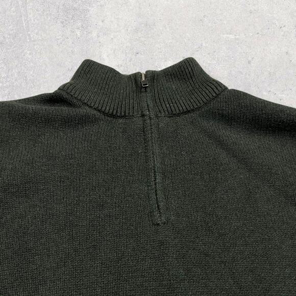 ★ L.L. Bean Forest Green 1/4 Zip Sweater w/ Ribbed Collar & Hem ★ - Picture 2 of 6